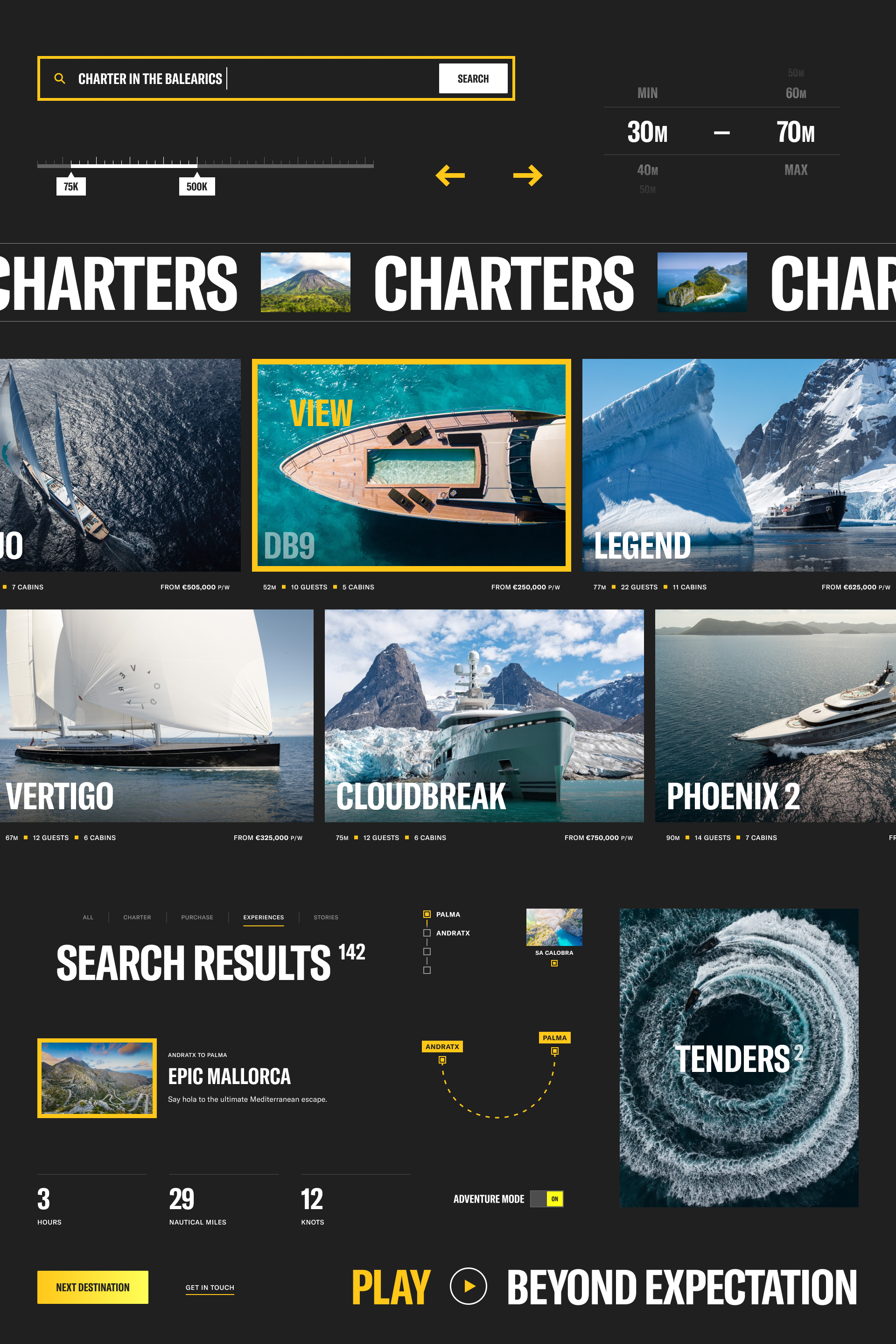 A mood board displaying components of the Y.CO design system, including colours, typography, UI elements, and layouts.